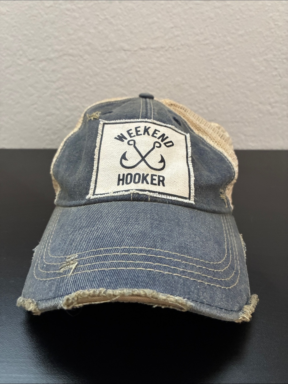 Weekend Hooker Trucker Hat - Blue & Tan